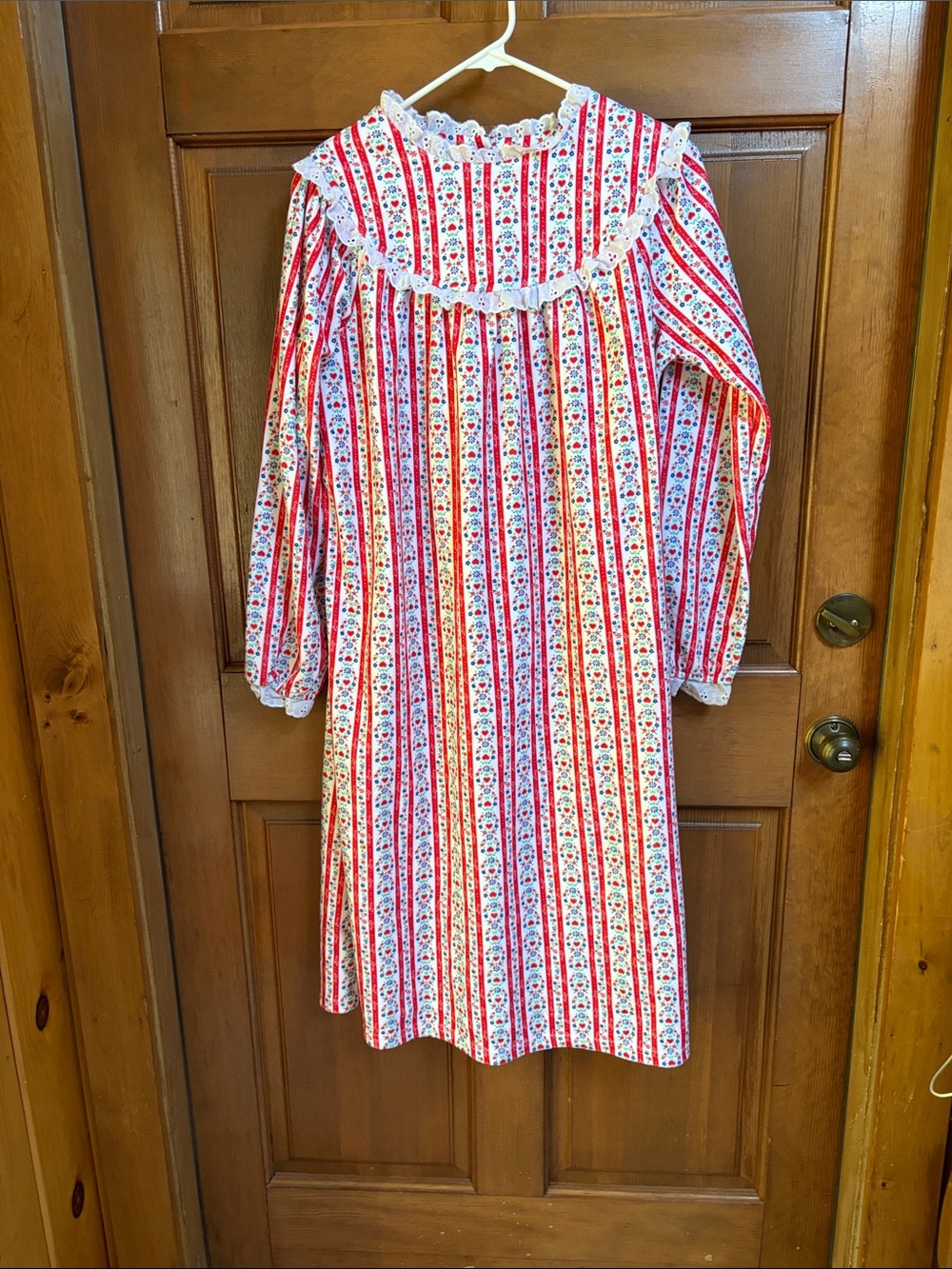 Lanz of Salzburg Vintage-Style Red and White Striped Nightgown Size XL